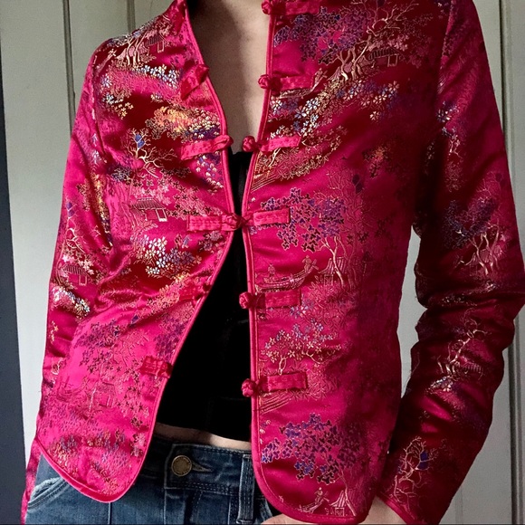 1994 Old Navy Hot Pink Asian Brocade Jacket - Picture 2 of 8